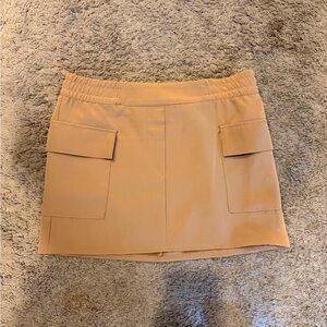 Tan Mini Skirt with Pockets